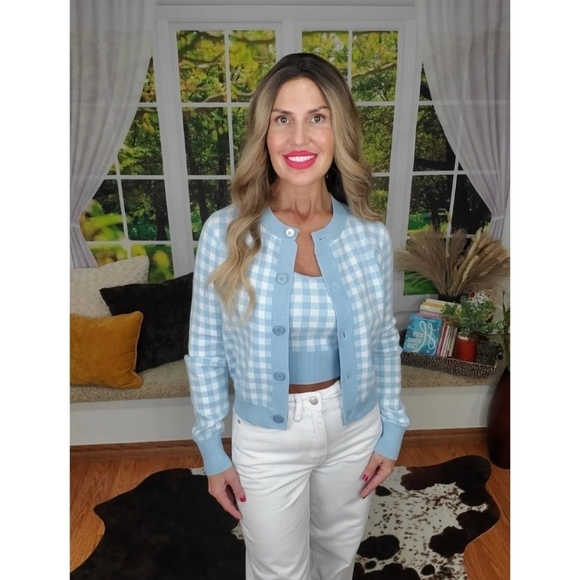 GINGHAM Cardigan - Picture 1 of 3